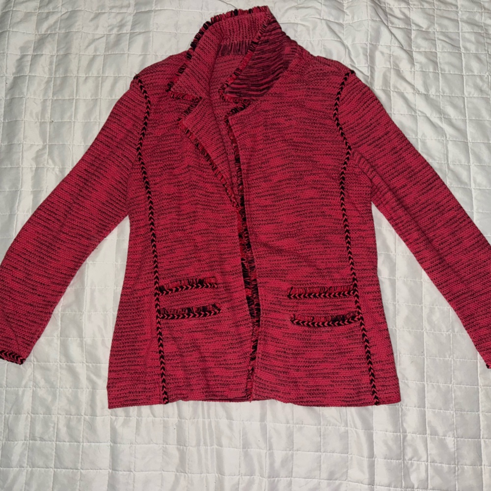NIC+ZOE Textured Pink Blazer with Black Details